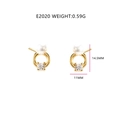Detalle de pendientes de perlas y circonitas, medidas 14,5 mm y peso ligero de 0,59 g - Chapado en Oro de 18K Circona Blanca Perla