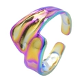 Regenbogenfarbener verstellbarer Ring mit Wellenmuster aus poliertem Titanstahl - Regenbogen