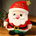 Kerstman pluche pop met rode muts en gouden geborduurde ster decoratie zacht - 16cm / Kerstman