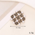 Retro style 19.5mm vintage gold flower shoe charm with white pearls for DIY decoration - D1730 Pearl Rose Flower (Small)