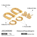 Size and weight specifications for stainless steel waterproof earring set in gold finish - U-shaped Hoop Heart Ring Earring (JDE2409040)