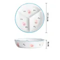 Boîte repas 7 pouces en céramique avec bord bleu et motif de lapin rose mignon - Bol 3 compartiments 7 pouces - Lapin