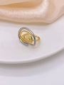 Minimalist 18k gold plated geometric spiral ring in silver and gold two-tone finish - Adjustable Open / Bi-color Ring B