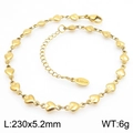 Adjustable golden stainless steel heart chain anklet with lobster clasp and extension - Gold Heart Link (KJ3743-Z)