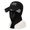 Schwarzer Sonnenhut mit klappbarer Krempe, Nackenschutz und atmungsaktiver Maske - Verstellbar / Schwarz