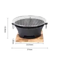 Parrilla de carbón japonesa de hierro fundido con rejilla redonda y base de madera - Estufa de carbón 24CM con tabla y malla estándar