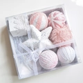 Set di decorazioni natalizie rosa e bianco con stelle glitterate e palline di peluche - Set di Gioielli Rosa