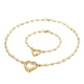 Set di gioielli a cuore dorati con collana a ciondolo cavo e braccialetto coordinato - Stile Cuore Cavo Oro (KS188658-Z) / Oro