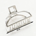 Minimalist 4cm silver metal hair claw clip with hollow semi-circle design - 4CM Mini Claw / Silver