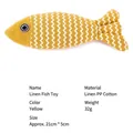 Linen yellow fish cat toy with PP cotton filling and white zigzag texture, 21x9x5cm - Light Yellow / Individual Packaging