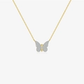 Elegante collana con ciondolo a farfalla in argento S925 con cristalli pavé e finitura oro e argento - Argento 925 / Placcato Oro 18K [Farfalla]