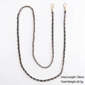 Black leather and gold chain crossbody strap with lobster clasps, length 120cm - Black