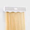 Support de rangement pour perruque en plastique blanc en forme de S avec mèche blonde - Blanc