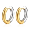 Klassische zweifarbige Gold- und Silber-Creolen aus Edelstahl für Damen und Herren - Zweifarbig (4*14)