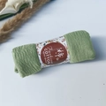 Grass green pleated wrinkle cotton scarf in a soft handmade fashion bubble shawl wrap - Style #65