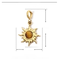 Detailed specs of sun-shaped gold stainless steel pendant with natural stone inlay - YF183 Brown Sun
