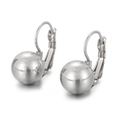 Polished stainless steel round ball leverback earrings in a minimalist silver finish - 10mm / Steel