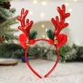 Christmas reindeer antler headband with red sequins, mushrooms and gold bells - Long Red Antlers