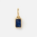 Gold-plated rectangle pendant with a deep blue cubic zirconia birthstone for DIY jewelry - September Pendant-Dark Blue