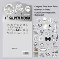 Y2K silver mood stickers 30pcs waterproof liquid metal style heart butterfly designs - XCC033 Silver Mood - 30 Sheets/Pack