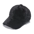 Berretto da baseball invernale in peluche di finta pelliccia di coniglio nero caldo - 56-60cm Regolabile / Nero