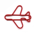 Creative red airplane shaped paper clip made of durable metal for office supplies - Red
