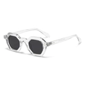 Stylish transparent polygon sunglasses with dark lenses for outdoor cycling - Geometric Sunglasses / Clear Frame Black Lens