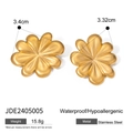Boucles d'oreilles fleur dorée en acier inoxydable, étanches et hypoallergéniques luxe - Boucles d'Oreilles Clous Fleur 3D (JDE2405005)