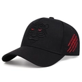 Men's black baseball cap featuring 3D tiger head embroidery and red scratch marks - Adjustable / Black