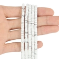 Perle a pallottoliere bianche 4x2mm con trama marmorea grigia per gioielli fai-da-te - 150 Pezzi / Turchese Bianco