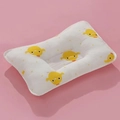 Cotton gauze baby shaping pillow with yellow chick print on warm pink background - Little Chick
