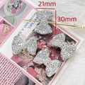 Detailed view of silver bow-shaped rhinestone charms in 21mm and 30mm sizes for DIY jewelry - 8# Bow - Iridescent Silver