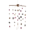 Nordic baby crib mobile with pink and grey felt balls, wooden stars and tassel - Pink Star Mobile