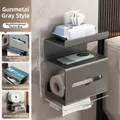 Grey wall-mounted bathroom tissue box and shelf, size 175x100x192mm, 5kg load - Basic-Dual Use-3 Tier / Gunmetal