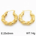 U-shaped twisted 18k gold plated stainless steel chunky hoop earrings 25x5mm size - 25x5mm / Gold (KE111656-KFC)