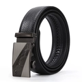 Cintura uomo automatica in vera pelle nera, elegante cintura da lavoro e tempo libero. - Stile 12