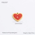 Waterproof heart pendant in gold finish with red enamel and small white stone - PJ91057 Rhinestone Red Heart High Quality Pendant
