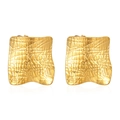 Pendientes cuadrados de acero inoxidable dorado con diseño texturizado ondulado - Pendientes Cuadrados Texturizados Oro (MS-513)