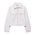 Women's light grey cropped zip-up pilot jacket with large flap pockets on white background - S / White