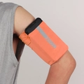 Elastic running arm band in vibrant orange with reflective strip and smartphone slot - Orange