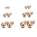 Boucles d'oreilles boules minimalistes en acier inoxydable 316L rose doré en six tailles variées - Or Rose (3-8mm)