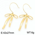 Elegant golden stainless steel bow ribbon earrings, size 42x27mm and weight 6g for women - Gold Bowknot Earrings (KE115311-KFC)