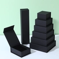 Elegant black magnetic jewelry gift box set with premium matte finish for rings and necklaces - 5.5*5.5*3.2cm / Black