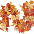 Ghirlanda di foglie di acero artificiali con fogliame autunnale rosso ruggine e arancio - Colore A Foglia d'acero da 1,7 m