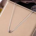 Double-layered titanium steel silver necklace with a cylinder crystal pendant - Silver Steel Necklace
