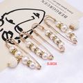 Set of 4 gold pearl waist cincher pins with rhinestones, 5.8cm size for clothing adjustment - Simple Retro Pearl Style