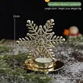 Golden snowflake metal candle holder with 11cm height and 10cm width for festive decor - Snowflake Candle Holder
