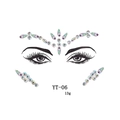 Macro detail of iridescent facial rhinestone stickers for brows and eyes party makeup - YT-06