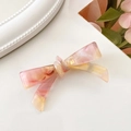 Pink and orange marble acetate bow hair clip with France handmade engraving - 5# Colorful Pink Orange