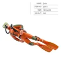 Figurine de plongeur réaliste avec combinaison orange et olive pour décors marins - Plongeur N°3 - Posture de Natation Orange